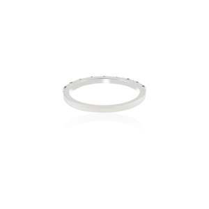 18K Solid Gold Blue Sapphire Diamond Half Eternity Wedding Band Resizable Prong Setting - Product Image 4