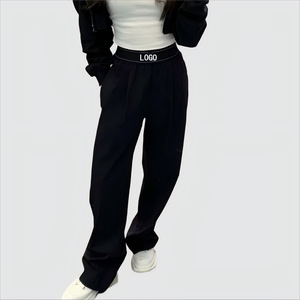 Pantalon large décontracté taille haute pour femme, séchage rapide, respirant, polyvalent, couleur unie, taille élastique - Product Image 5