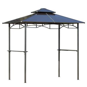 8FT X 5FT Sturdy Frame Brown BBQ Gazebo Outdoor UV/Rain Resistant <b>Canopy</b> with 2 Side Shelves & Double Layer PC <b>Roof</b> Steel Poles - Product Image 1