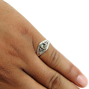 แหวนเงินแท้ 925 ทำมือ ดีไซน์คลาสสิก ประดับพลอยทัวร์มาลีนสีขาวแท้ สไตล์โบโฮ ขายส่งจำนวนมาก - Product Image 3