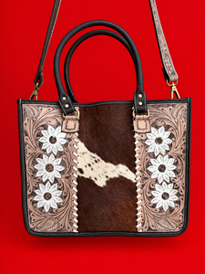 Nouvel Arrivage Sac Fourre-tout en Véritable Cuir de Vache, Sac à Main Élégant en Cuir avec Poils, Sacs Sculptés à la Main pour Femmes, Multi-usages - Product Image 1