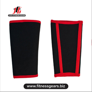 Genouillère en néoprène noir avec bordure rouge, à enfiler, compression, soutien, respirante, protection universelle unisexe toutes saisons - Product Image 1