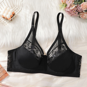 Women's Black <b>Lace</b> Push Up Bra With Built-In Pads Semi-Sheer Sexy Lingerie Medium Control - Product Image 5