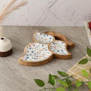 Bandeja de Servir de Madera con 3 Tazones, Suministros para Restaurantes, Apta para Lavavajillas, Bandejas Decorativas Hechas a Mano, Bandeja Rectangular para Pizza, Nuevo Diseño - Product Image 6
