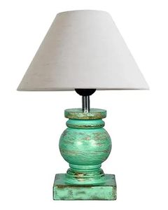 Lampe de sol décorative rustique avec abat-jour rond en tissu vert pour chambre à coucher et salon, toutes saisons - Product Image 3
