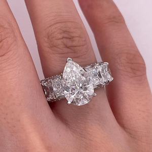 IGI Certified 11 Carat Pear Cut Lab Grown <b>Diamond</b> 14K Yellow Gold Engagement <b>Ring</b> Luxury Wedding Bridal Jewelry Gift - Product Image 6