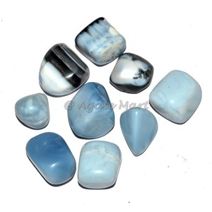 Haute qualité poli naturel bleu Scheelite Agate pierre dégringolée en gros Chakra cristal de guérison dégringolé en vrac Agate pierre précieuse - Product Image 2