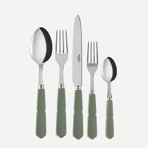 Juego de Cubiertos Modernos de Acero Inoxidable con Acabado Espejo, Mangos de Resina Verde, Aptos para Lavavajillas, para Bodas y Fiestas - Product Image 1
