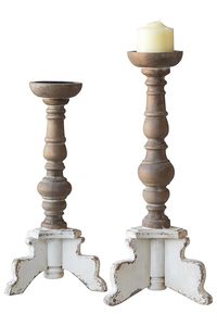 Juego de Portavelas de Madera Rústica Estilo Farmhouse, Portavelas de Pilar Vintage, Decoración para el Hogar - Product Image 2