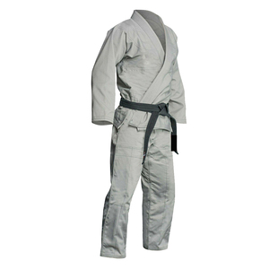 Combinaisons de karaté d'arts martiaux, couleur grise avec ceinture noire, tissu en coton et polyester, vêtements de combat, combinaison de judo pour unisexe - Product Image 4