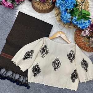 Hermosa Blusa de Seda con Bordado Zari Hecho a Mano y Trabajo Artesanal con Espejos Reales para Fiestas en Todas las Estaciones - Product Image 3