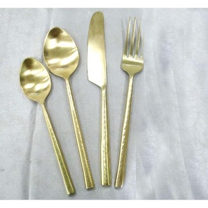 Vaisselle élégante et unique, en acier inoxydable plaqué or, design incroyable, ensemble de couverts, fourchette, cuillère et couteau - Product Image 5