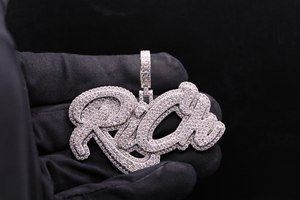 Colgante Personalizado con Mensaje de Ondas Sonoras de Diamantes, de Acero Inoxidable de Alta Calidad con Baño de Rodio, Amuleto de Letra Estilo Hip Hop, Joyería Unisex, Regalo - Product Image 3