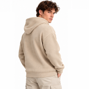 Sweat à capuche en maille gaufrée pour homme, décontracté, à manches longues, thermique, streetwear, pour sports d'hiver, personnalisable, vente en gros de vêtements - Product Image 2