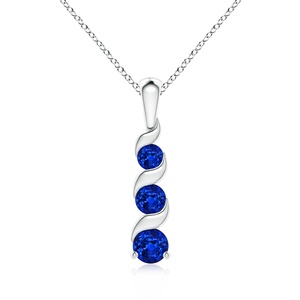 Colgante de Oro de 14K con Tres Zafiros Azules Engastados en Canal, Diseño en Espiral, Nueva Llegada, Joyería Hecha a Mano, Colgante de Viaje Personalizado - Product Image 1