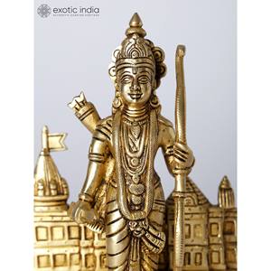 Escultura elegante de templo de latón Lord Rama de 7 pulgadas con detalles intrincados para decoración del hogar, regalos y templos hechos en la India - Product Image 2