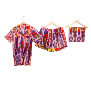 Conjunto de Pijama de Verano 100% Algodón Puro, Elegante y Clásico, con Estampado a Mano, Pantalones Cortos Tipo Canguro con Bolsillos, Suave y Transpirable - Product Image 1