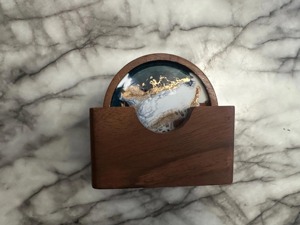 High Quality Walnut Custom Wood & Resin <b>Coasters</b> <b>for</b> <b>Drinks</b> Resin Tea Cup <b>Coaster</b> Round Design Modern Handmade Table Mat - Product Image 4