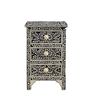 Forma personalizada Diseño de incrustaciones de hueso 3 cajones Mesa de esquina Decoración de muebles para el hogar Nuevo estilo Mesita de noche de madera - Product Image 1