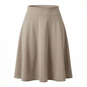Women High Waist A-Line <b>Knee</b>-<b>Length</b> <b>Skirt</b> Solid Color Comfortable Spandex Cotton Blend All Seasons Wear - Product Image 1