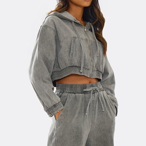 High Quality Custom Vintage Tracksuit Men <b>Women</b> Distressed Unisex Sweatsuit Men Acid Wash Jogger Flare <b>Sweatpants</b> and Hoodie Set - Product Image 6