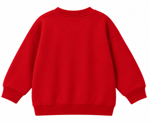 Sudadera Roja de Cuello Redondo con Estampado Frontal de Corazón Bordado, Unisex, Informal, de Punto, para Otoño - Product Image 2