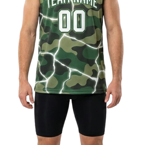 Conjunto de Baloncesto con Patrones de Camuflaje, Camiseta sin Mangas con Cuello en V para Hombre y Pantalones Cortos Ajustados Lisos con Nombre del Equipo y Números de Jugador - Product Image 5
