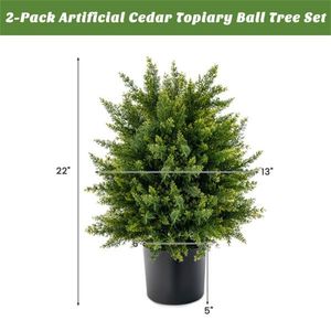 Set di 2 Alberi di Palma Artificiali Realistici in PE/PVC da 21,5 Pollici, Decorazioni per Matrimoni all'Aperto - Product Image 5