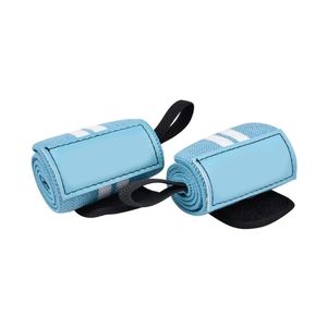 Light Blue <b>White</b> Striped Wrist <b>Wraps</b> Weightlifting Heavy Duty Powerlifting Gym Training Stabilizer Support - Product Image 1