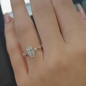 Moissanite Engagement <b>Ring</b> <b>925</b> <b>Silver</b> Lightweight Elegant Women Jewelry - Product Image 3