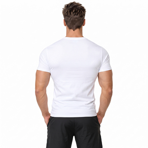 T-shirt de yoga à manches courtes pour homme OEM ODM, imprimé, coupe ajustée, haut d'entraînement de gym, t-shirt de sport ajusté pour homme, 100% coton polyester, t-shirt de yoga - Product Image 2