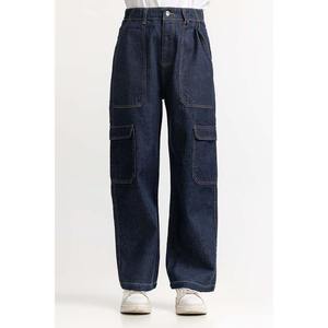 Pantalon cargo en jean mi-lourd pour femme grande taille, style vintage, écologique, respirant, délavé, camouflage – Meilleur prix, haute qualité - Product Image 5