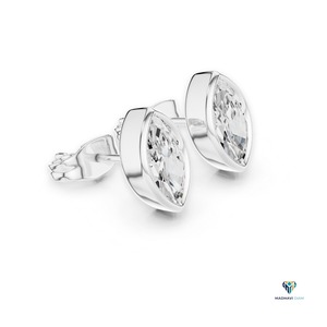 2.50 TCW White <b>Gold</b> Marquise Lab Grown Diamond Three Piece Jewelry Set in 14K <b>Solid</b> <b>Gold</b> Bezel Setting <b>Pendant</b> and Earrings - Product Image 4