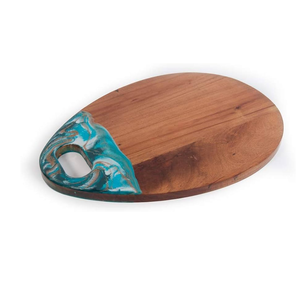 Tabla de cortar de resina epoxi y madera, tabla de cocina de madera de acacia con superficie multicolor de resina. - Product Image 1