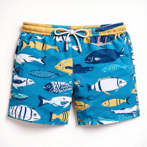 Traje de Baño para Hombre, Estampado Floral Verde, Secado Rápido, Cintura Media, Cordón Ajustable, Shorts Casuales, 100% Poliéster Tejido - Product Image 5
