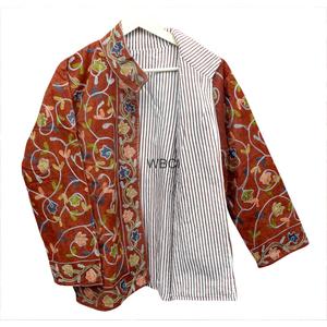 Elegante Chaqueta de Pana Bordada para Mujer, Cuello Mandarín, Bordado Floral, Abrigo Ligero de Pana para Otoño e Invierno - Product Image 4