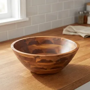 Assiettes et bols en bois, saladier en bois, bol en bois d'acacia, personnalisation de la taille et nouveaux styles disponibles par Falak World Export - Product Image 5