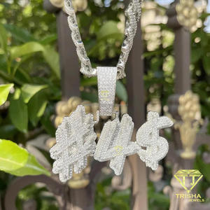 "3M2" Number Pendant Moissanite Diamond <b>Iced</b> <b>Out</b> Hip Hop Necklace Gold Plated Bling <b>Chain</b> Luxury Jewelry - Product Image 4