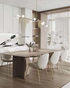 Daystar Trade Light Luxury Modern Solid Wood <b>6</b>-Seater <b>Dining</b> <b>Table</b> <b>and</b> <b>Chair</b> Combination for High-end Villa Customization - Product Image 1