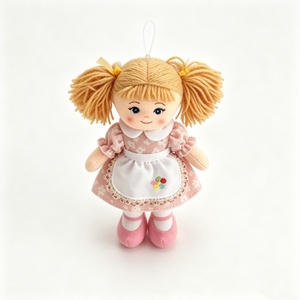 customized Mini hanging rag <b>doll</b>, blonde pigtail cloth <b>doll</b>, plush girl <b>doll</b> ornament, floral dress fabric <b>doll</b> - Product Image 4