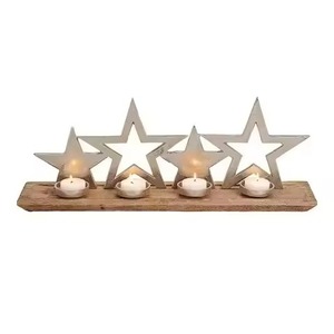 Portavelas Metálico Inspirado en la Aldea Navideña para Exhibiciones de Velas Navideñas, Decoración del Hogar por Temporada y Centros de Mesa Festivos - Product Image 1
