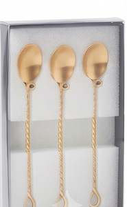 Cuillère de mariage en acier inoxydable doré à double fil torsadé avec manche rond, idéale pour hôtels et restaurants - Product Image 6