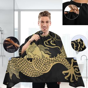 Capa de Barbero Personalizada al por Mayor con Logotipo, Impermeable, de Poliéster Pongee, con Gancho de Silicona, Negra, para Salón de Belleza - Product Image 4
