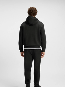 Sweat-shirt à capuche noir pour homme, manches longues, couleur unie, décontracté, avec poches latérales, coupe classique, poids moyen, 100% coton, automne - Product Image 3