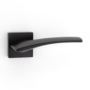 Manija de Puerta de Aleación de Aluminio, Diseño Moderno Curvo en Forma de Ola, Roseta Cuadrada, Herraje de Privacidad para Interiores, Ergonómica y Elegante - Product Image 1
