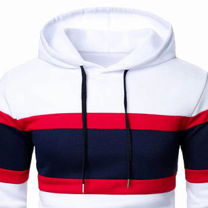 Sweat-shirt à capuche color block pour homme, blanc, rouge, bleu marine, tricoté, style automne, manches classiques - Product Image 4