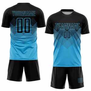Tenues de football personnalisées pour hommes de haute qualité, maillots et shorts imprimés avec le nom de l'équipe, ensembles de maillots de football, 100% polyester - Product Image 1