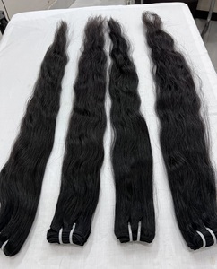 Vente en gros de cheveux indiens de haute qualité à cuticules alignés Remy de grade 10A droits pour les faisceaux de fermeture Machine à double trame - Product Image 2