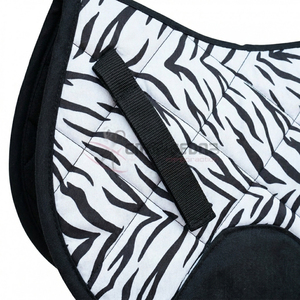 Juego de almohadillas para silla de montar de caballo con estampado de leopardo, almohadilla acolchada absorbente de impactos con correas ajustables y combo de velo antimosquitos de moda. - Product Image 3