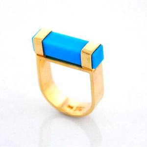 Bague rectangulaire en or plaqué 18 carats faite à la main avec pierres précieuses, bijoux tendance pour femme, cadeau - Product Image 5